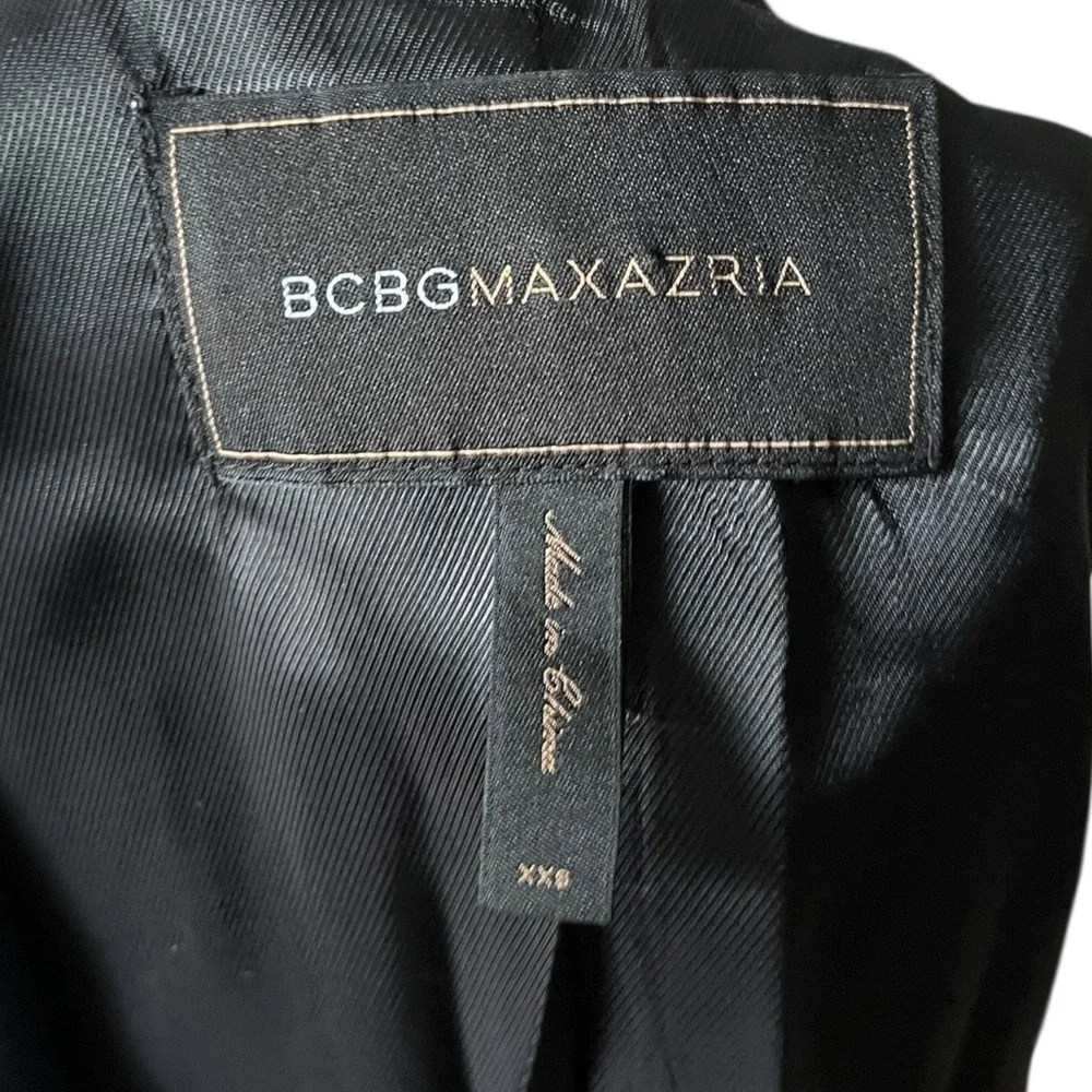 BCBGMaxAzria Navy Black Satin-Trim Blazer Size XXS Business Casual Office - Picture 5 of 6